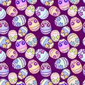 Funny bold colors sugar skull vector seamless pattern